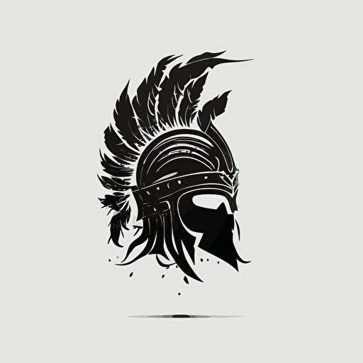 logo, design agency, warrior helmet, minimalistic, white background, Vector