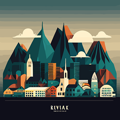 a vector illustration of reykjavik skyline