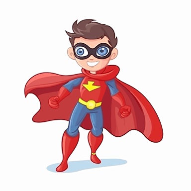 make believe superhero, detailed, cartoon style, 2d clipart vector, creative and imaginative, hd, white background