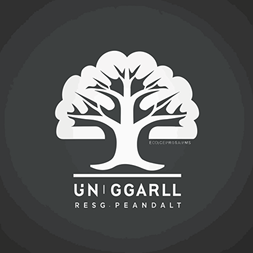 Iggdrasil digital stylized vector logo for university, streamlined design, monochromatic, minimalist