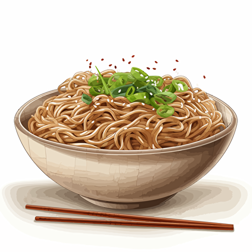 soba bowl, vector art, white background