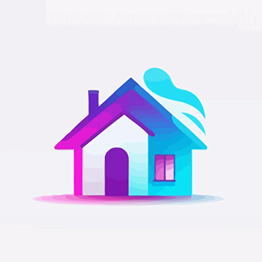 Logo house use the colors purple pink and blue only on white background modern vectorized simple logo