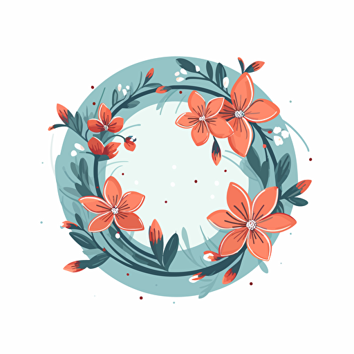 small circle with flowers wrapped around it, vector logo