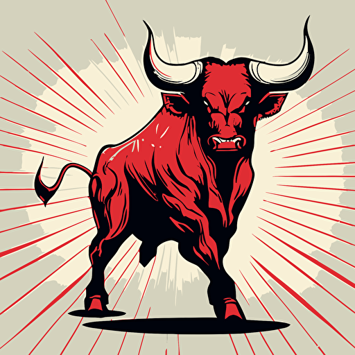 San Fermin Bull, proud, scary, tiled, manga like, kukuxumusu style, vector art, white background