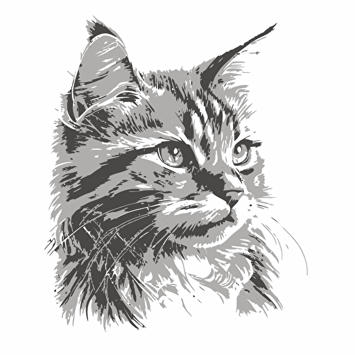 cat head pencil drawing on paper vector