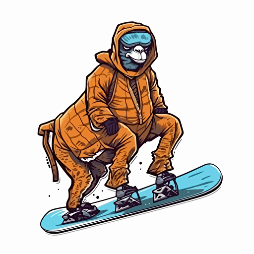 camel wearing snowboarding clothes snowboarding like a human in aspen and having fun doing tricks vector clipart
