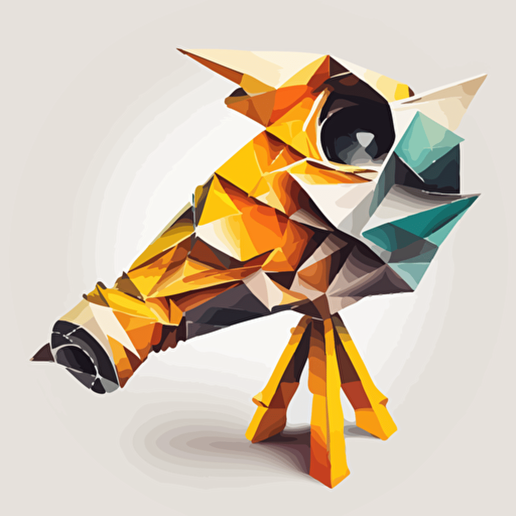 A vector-based image of a telescope in an artistic origami-esque design. The image should be light