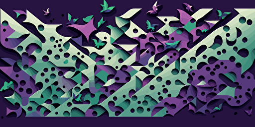 abstract vector illustration of scalable AI mc escher designmilk palette is mostly purple with small bits of blue and green