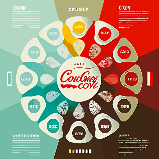 the concept of consumer centricity for Coca Cola, illustrated in corporate vector style, using the coca cola palette