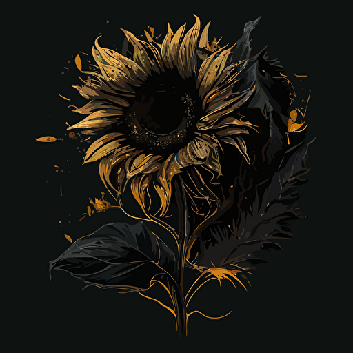 dark emo vector art of witled sunflower