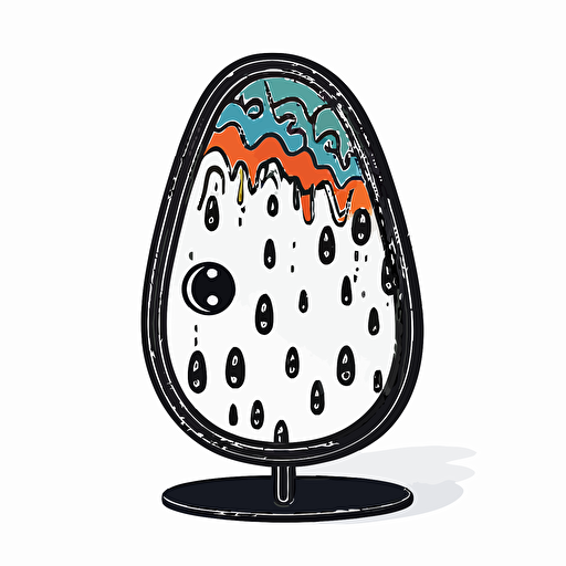 Black scrying mirror, Sticker, Enthusiastic, Secondary Color, art toy style, Contour, Vector, White Background, Detailed