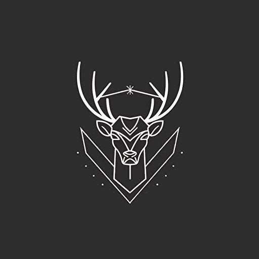 minimal line logo of a stag , vector