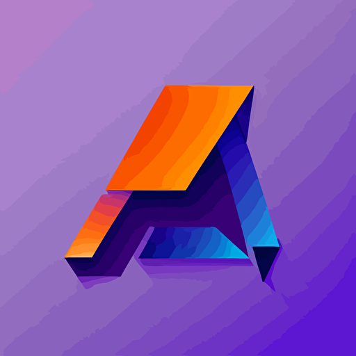 flat vector logo of AI， blue purple orange gradient， simple minimal， by Ivan Chermayeff