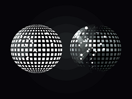 mimimal disco ball logo, 2 dimension, one color, vector, modern clean los angeles style