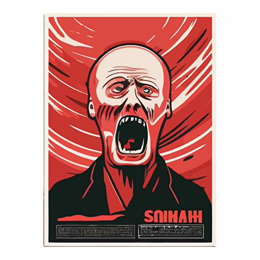 edvard munch the scream in soviet propaganda poster style, vector art, minimalistic
