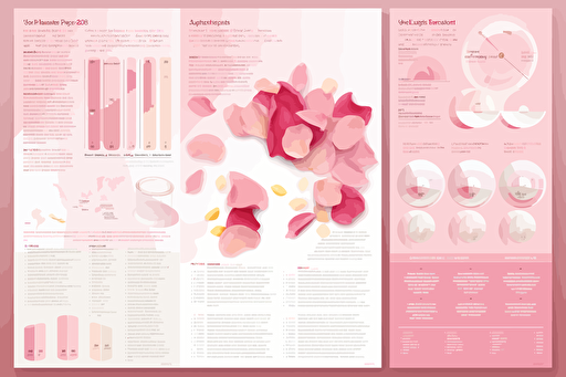a vectorized sales sheet design layout, full resolution, pink white, pink rose petals, illustrator