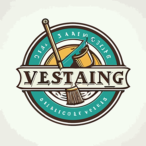 logo for a cleaning company, vector style, mop and bucket no text