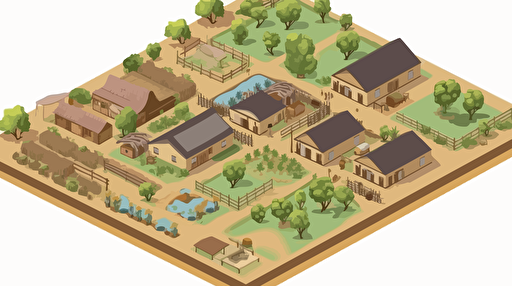 vector illustration of african farm. Isometric perspective. only flat colors.