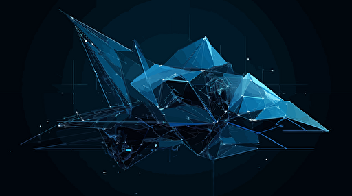 high tech futuristic machine, minimalist, vector art, oragami art, dark blue background