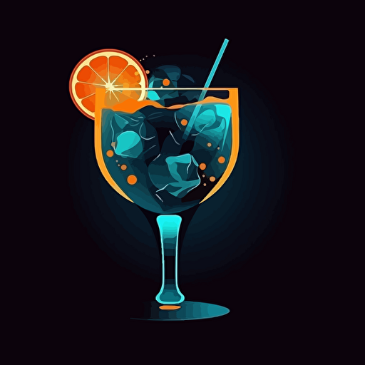 silhouette of cocktail in vector flat style