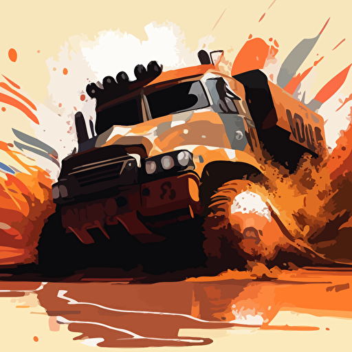 detailed vector art of mud trucks racing through mud pits