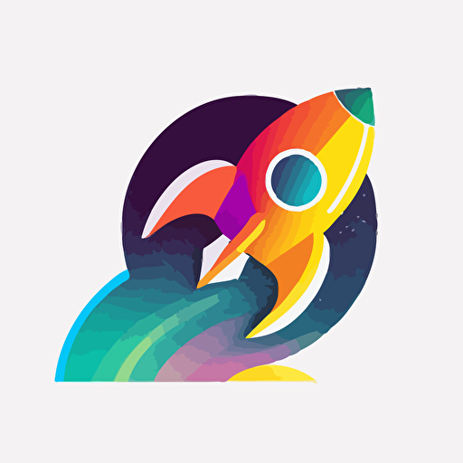 web development agency logo, based in switzerland, rocket, to the moon, flat simple vector 2d, gradient colorful