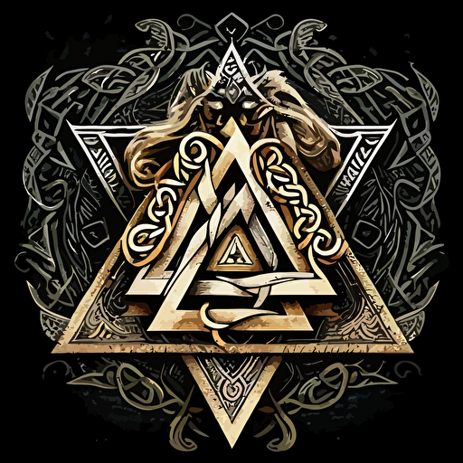 a high quality vector logo of the valknut, very detailed, centered