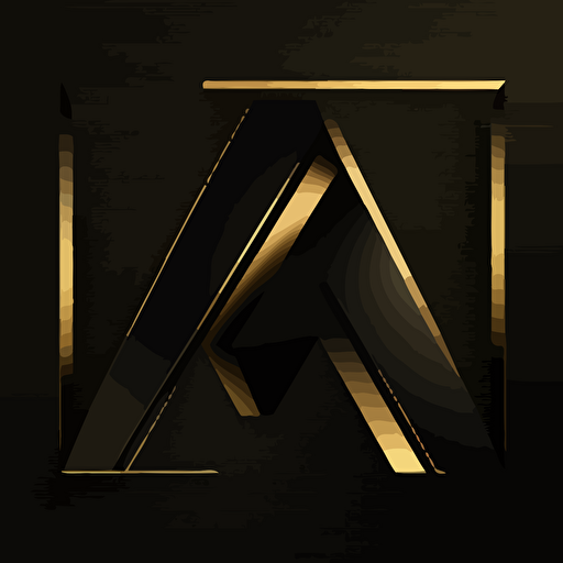 Letter AM logo, minimal, vector, simple, Black golden color, black background