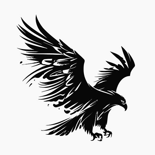 simple, modern iconic logo of eagle side profile with wings spread upwards black vector on white background