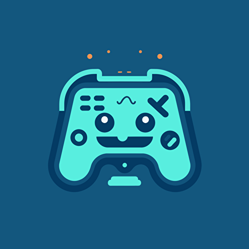 logo design for a Video Game company, flat, modern, vector, 2D, icon, video game controler, cash, simple, happy vibes, vibrant
