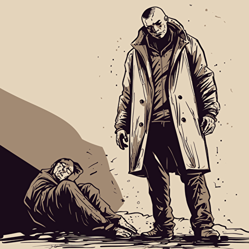 gansta standing over a dead body, vector art