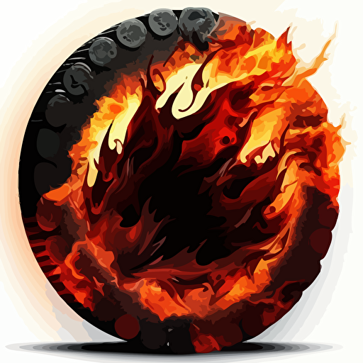 poker chips picture, fire details, vector image, no background