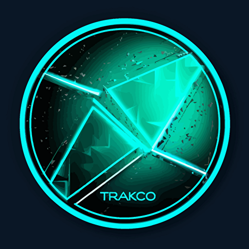 transkeo, turquoise blue neon, vector art, white background