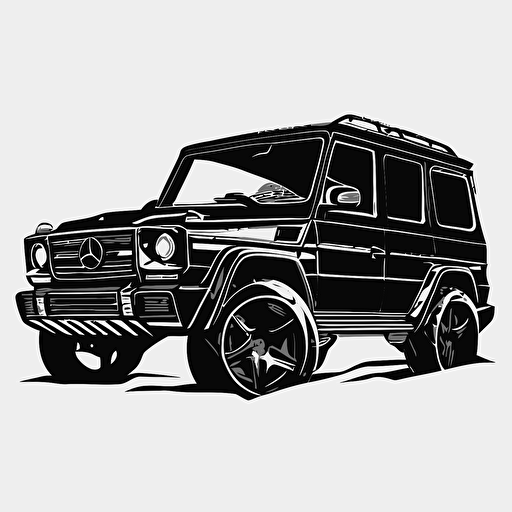 black g wagon mercedes isolated on white background, vector, logo, illustration, gta san andreas style, hd