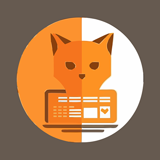 orange themed icon, cat, developer, minimalist, vector