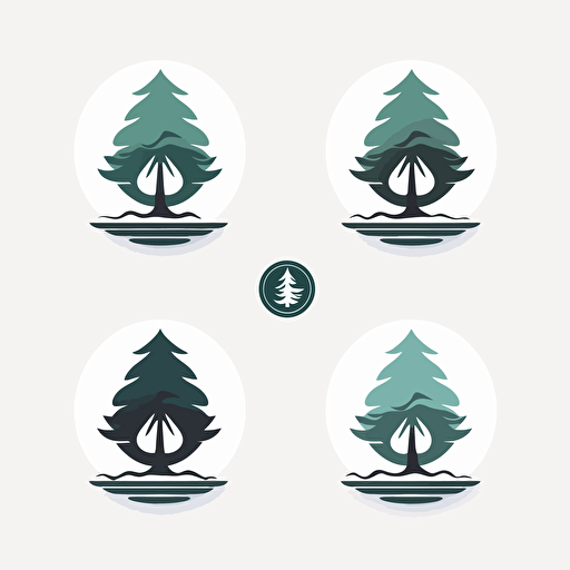 vector sport logo,pine trees,water,minimalist,simple,emblem,sticer,mascot