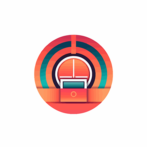 flat vector logo of circle with slot machine inside, red orange gradient, simple minimal,