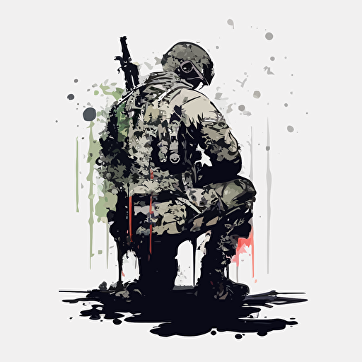 call of duty soldier stabbed back view vector