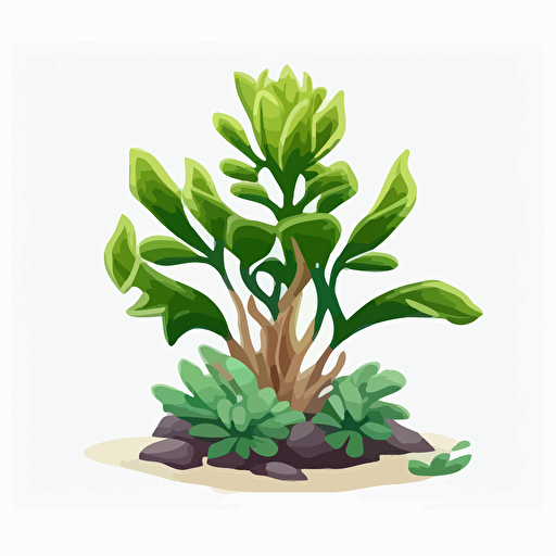 cartoon plant, vector, white background