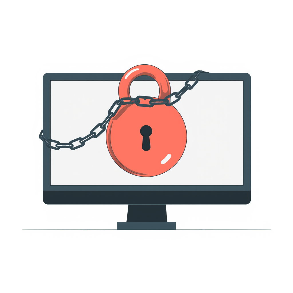 a screen locked in chains