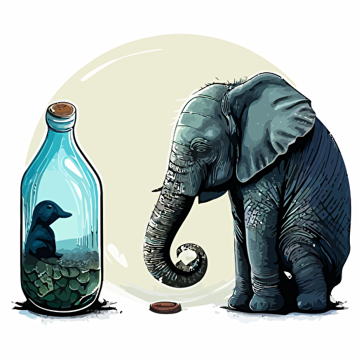 vector image picture an elephant sitting on a bottle cap versus the opposite