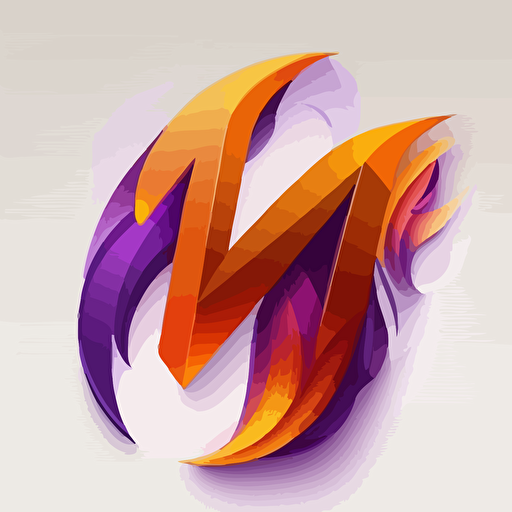 icon, logo, letter M, flame in purple or and orange abstract, white background, single color, purple, vector, no shadows