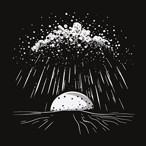 black and white simple vector image of single hail on fire