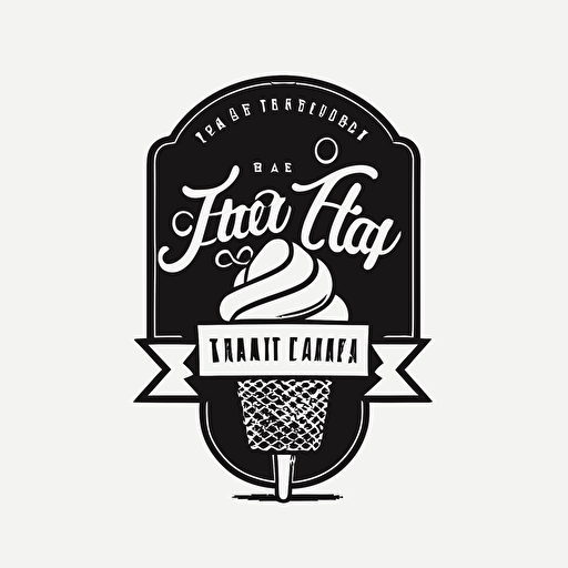 logo image for a frozen treat company that is nostalgic and fun yet modern black vector white background