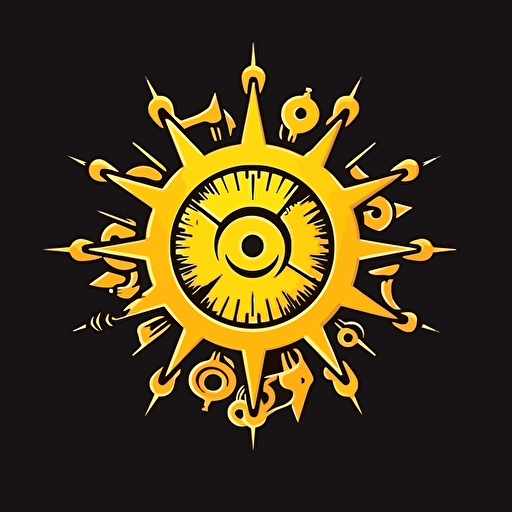 mechanical sun vector illustration, simple, modern,