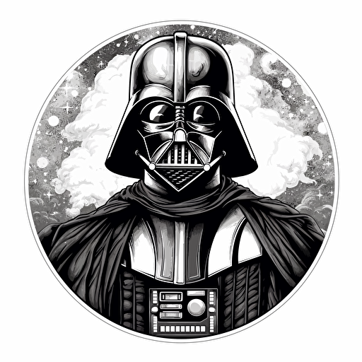 draw black white dark vader , with gentelman style vector art v5