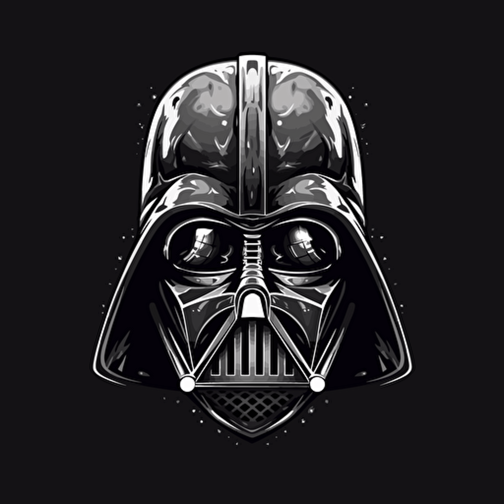 a vector logo iin high gloss black and white styled like darth vader