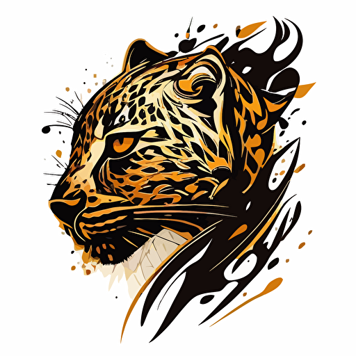 leopard hybrid logo, sticker art, vector, simple, interesting