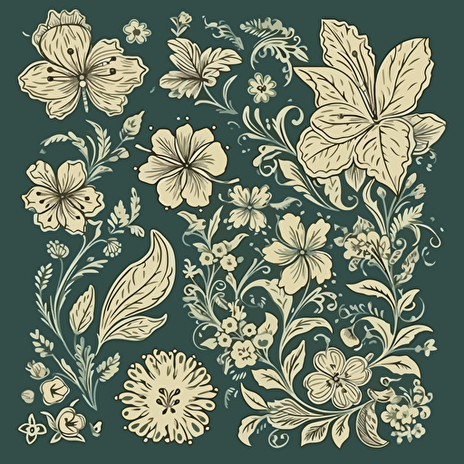 set of floral elements, vector illustration style.
