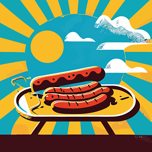 sausage sizzle, vector style, lunch, sunny, barbeque